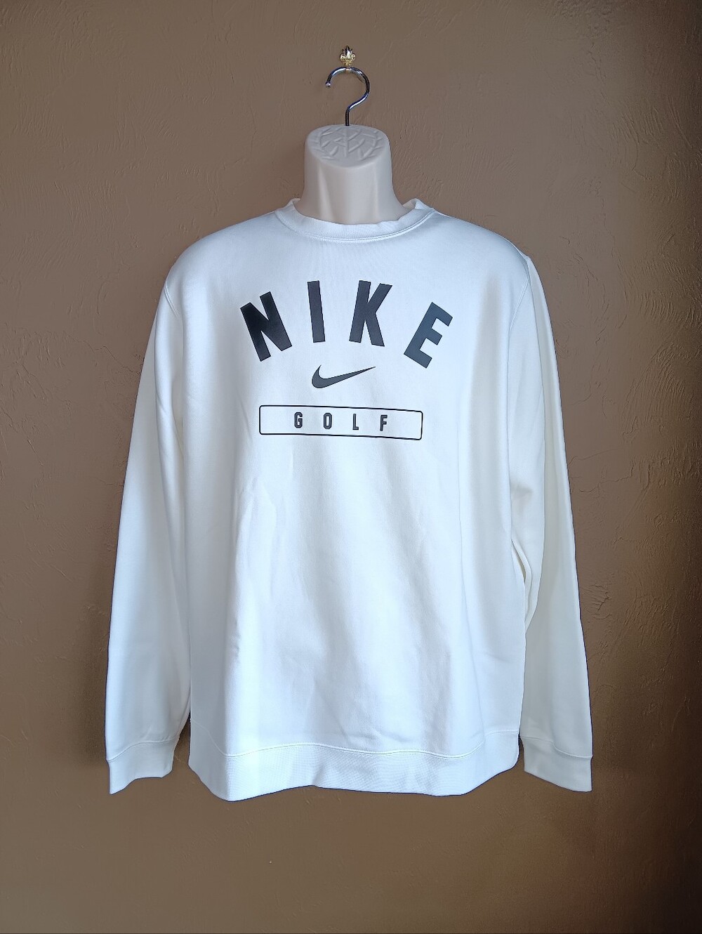 NWT Nike Men's Club Fleece Crew Golf Print Sweatshirt White M33778D Size L